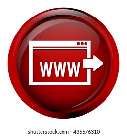 Internet icon, browser and arrow sign button
