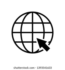 Internet icon, Click to go to website or internet line art icon for apps