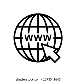 Internet icon, Click to go to website or internet line art icon for apps