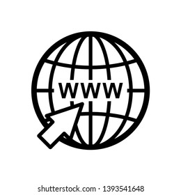 Internet icon, Click to go to website or internet line art icon for apps
