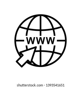 Internet icon, Click to go to website or internet line art icon for apps