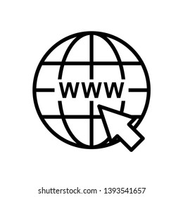 Internet icon, Click to go to website or internet line art icon for apps