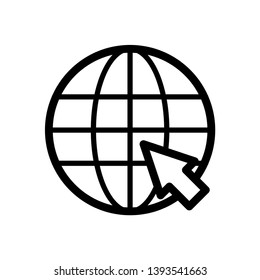 Internet icon, Click to go to website or internet line art icon for apps