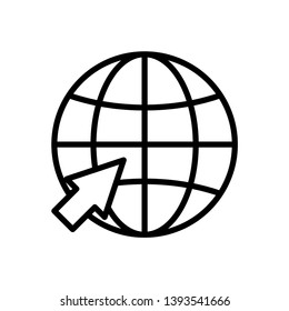 Internet icon, Click to go to website or internet line art icon for apps