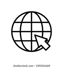 Internet icon, Click to go to website or internet line art icon for apps