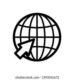 Internet icon, Click to go to website or internet line art icon for apps