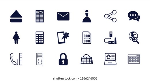 Internet icon. collection of 18 internet filled and outline icons such as woman, chat, lock, important message, mail, move on map. editable internet icons for web and mobile.