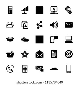 Internet icon. collection of 25 internet filled icons such as pointer on display, resume, envelope, stop, calculator, volume. editable internet icons for web and mobile.