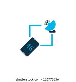 Internet icon colored symbol. Premium quality isolated satellite with 4g phone element in trendy style.