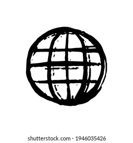 Internet icon. Drawn by hand with a brush. Grunge texture. Vector illustration