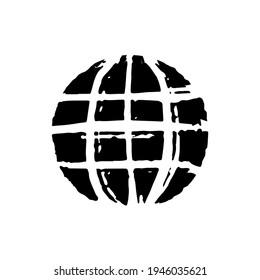 Internet icon. Drawn by hand with a brush. Grunge texture. Vector illustration