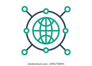 Internet icon. earth with network. icon related to access. line icon style. data analytics elements vector illustration