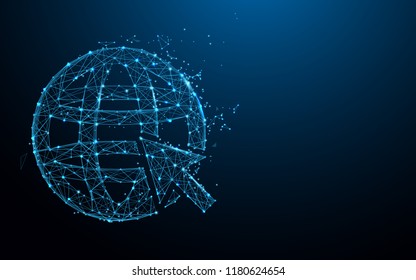 Internet icon form lines, triangles and particle style design. Illustration vector