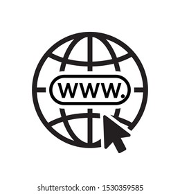 internet icon. globe with arrow. go to web sign. simple flat design isolated on white background. vector illustration eps10