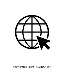 Internet Icon. Globe and Cursor Illustration Vector.