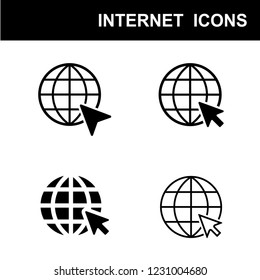 Internet Icon. Globe and Cursor Illustration Vector.