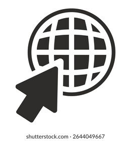 internet icon, globe and mouse symbol, flat vector illustration isolated on white background