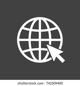 Internet icon. Go to web sign - simple flat design isolated on gray background, vector