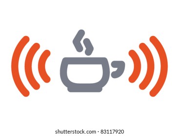 Internet icon: hot cup with wifi wireless signal