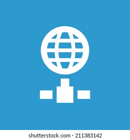 internet icon, isolated, white on the blue background. Exclusive Symbols 