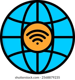 Internet Icon Lineal Color Vector Illustration