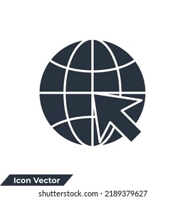 ilustración vectorial del logotipo del icono de internet. Haga clic para ir a la plantilla de símbolos de sitio web para la colección de diseño gráfico y web