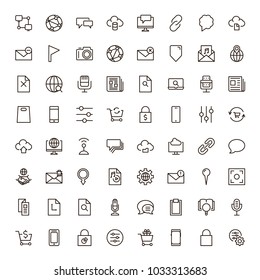Internet icon set. Collection of high quality outline web pictograms in modern flat style. Black computer symbol for web design and mobile app on white background. Website line logo.