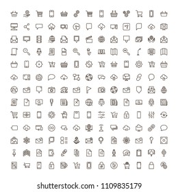 Internet icon set. Collection of high quality outline web pictograms in modern flat style. Black computer symbol for web design and mobile app on white background. Website line logo.