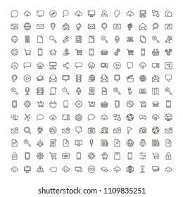 Internet icon set. Collection of high quality outline web pictograms in modern flat style. Black computer symbol for web design and mobile app on white background. Website line logo.