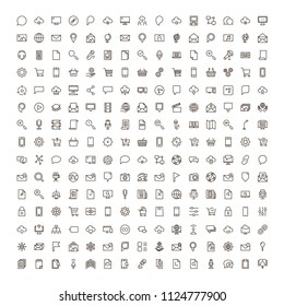 Internet icon set. Collection of high quality outline web pictograms in modern flat style. Black computer symbol for web design and mobile app on white background. Website line logo.