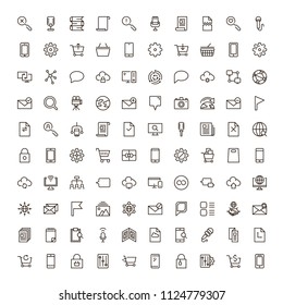 Internet icon set. Collection of high quality outline web pictograms in modern flat style. Black computer symbol for web design and mobile app on white background. Website line logo.