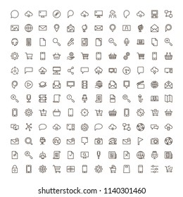 Internet icon set. Collection of high quality outline web pictograms in modern flat style. Black computer symbol for web design and mobile app on white background. Website line logo.