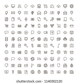 Internet icon set. Collection of high quality outline web pictograms in modern flat style. Black computer symbol for web design and mobile app on white background. Website line logo.