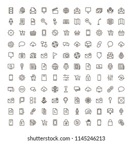 Internet icon set. Collection of high quality outline web pictograms in modern flat style. Black computer symbol for web design and mobile app on white background. Website line logo.
