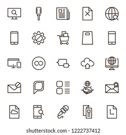 Internet icon set. Collection of high quality outline web pictograms in modern flat style. Black computer symbol for web design and mobile app on white background. Website line logo.