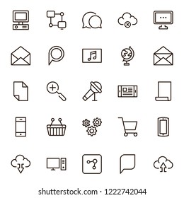 Internet icon set. Collection of high quality outline web pictograms in modern flat style. Black computer symbol for web design and mobile app on white background. Website line logo.