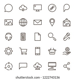 Internet icon set. Collection of high quality outline web pictograms in modern flat style. Black computer symbol for web design and mobile app on white background. Website line logo.