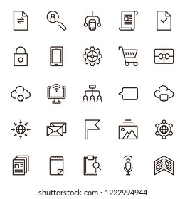 Internet icon set. Collection of high quality outline web pictograms in modern flat style. Black computer symbol for web design and mobile app on white background. Website line logo.