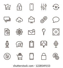 Internet icon set. Collection of high quality outline web pictograms in modern flat style. Black computer symbol for web design and mobile app on white background. Website line logo.