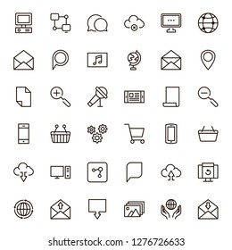 Internet icon set. Collection of high quality outline web pictograms in modern flat style. Black computer symbol for web design and mobile app on white background. Website line logo.
