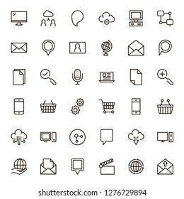 Internet icon set. Collection of high quality outline web pictograms in modern flat style. Black computer symbol for web design and mobile app on white background. Website line logo.