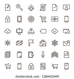 Internet icon set. Collection of high quality outline web pictograms in modern flat style. Black computer symbol for web design and mobile app on white background. Website line logo.
