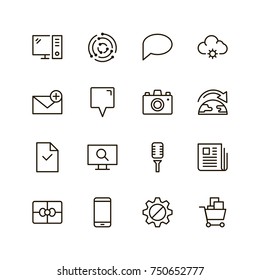 Internet icon set. Collection of high quality outline web pictograms in modern flat style. Black computer symbol for web design and mobile app on white background. Website line logo.