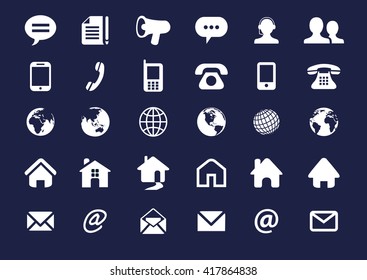 Internet icon set Contact. 30 elements Vector.