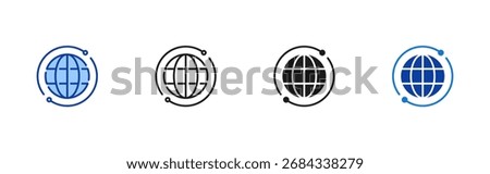 Internet icon set containing line, blue and glyph style vector icons