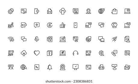 Juego de iconos de Internet. Contener en línea, computadora, red, sitio web, servidor, diseño web, hardware, software y programación. 