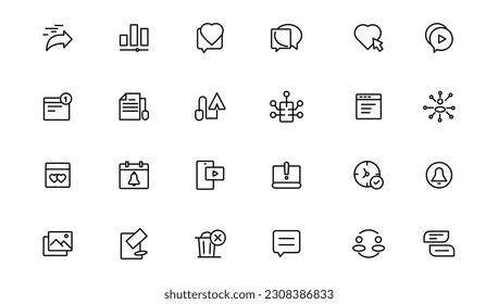 Juego de iconos de Internet. Contener en línea, computadora, red, sitio web, servidor, diseño web, hardware, software y programación. 
