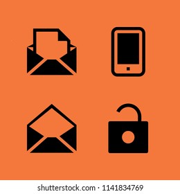 internet icon set. With email, unlock and smartphone  vector icons for graphic design and web