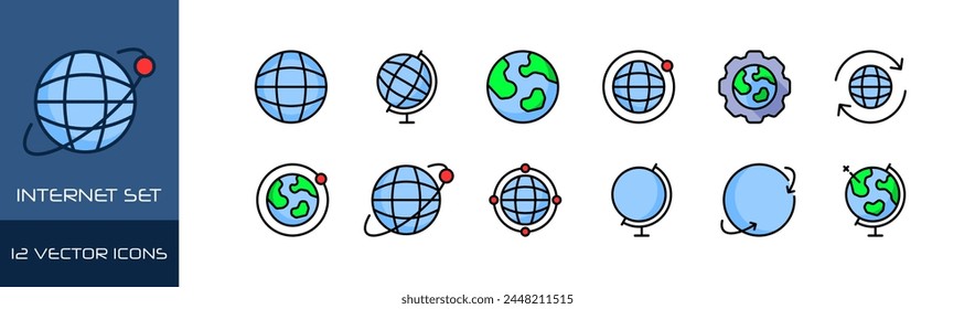 Internet icon set. Flat style. Vector icons