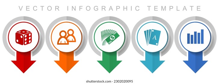 Internet icon set, miscellaneous pointer icons such as dices, cards, money and people for webdesign and mobile applications, modern design infographic vector template
